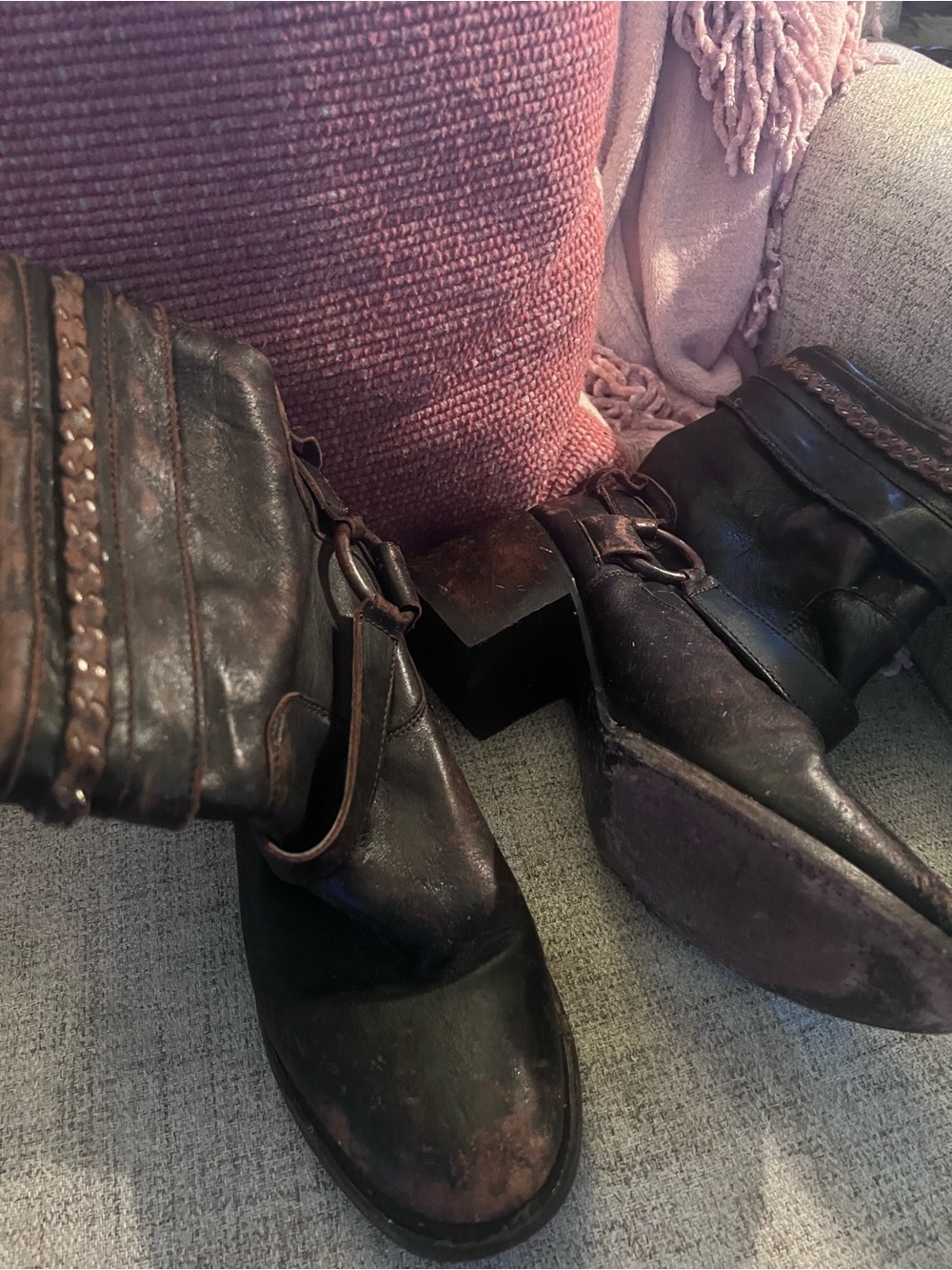 Freebird by Steven Black Leather Ankle Boots with Ring Buckle - Picture 2 of 5